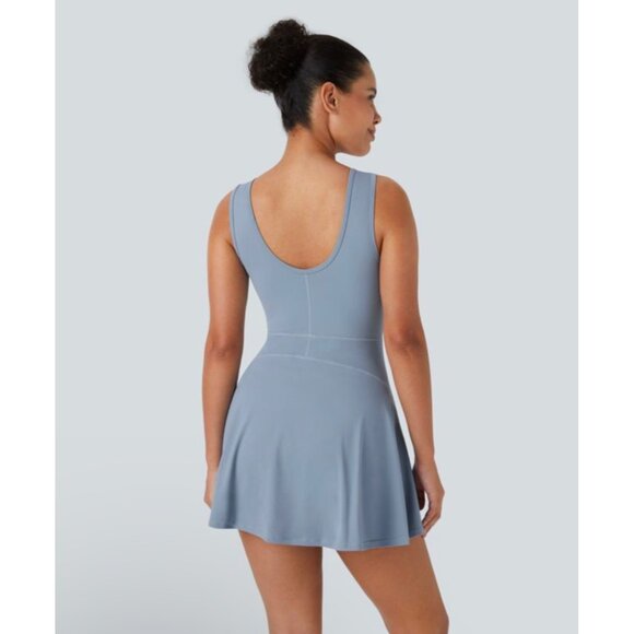 Halara Backless 2-in-1 Pocket Mini Flare Golf Active Dress Sz 2XL Womens Blue Mi - Picture 2 of 11